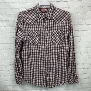 Mambo Men's Medium Pearl Snap Shirt Long Sleeve Blue Plaid Australia